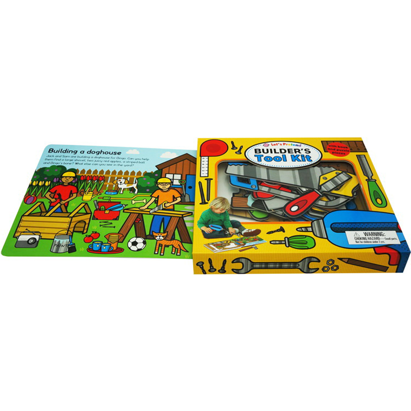 英文原版 Let's Pretend Builders Tool Kit  兒童啟蒙趣味互動遊戲書 小小角色扮演家紙板操作書+15張場景對應卡片
