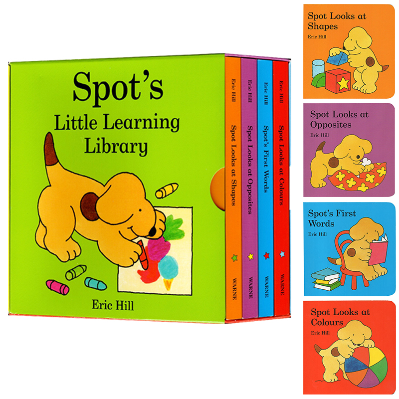 英文原版 Spot's Little Learning Library 小玻的小小圖書館 幼兒啟蒙4冊紙板書 單詞 反義詞 形狀 顏色 Words/Opposites/Sharpes/Colours