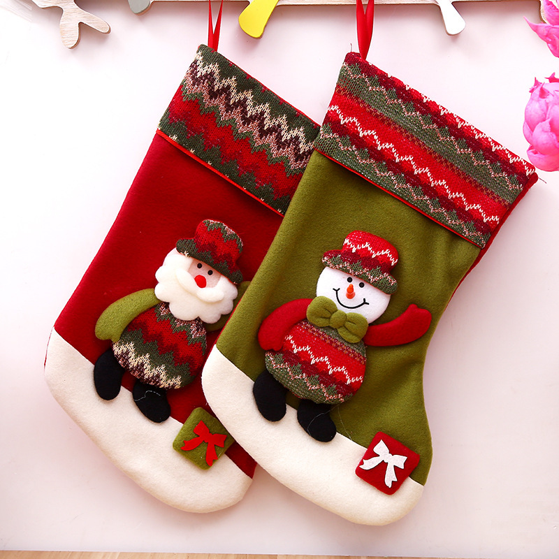 聖誕節裝飾品 針織聖誕襪子禮物袋 糖果袋 聖誕老人禮品襪子批發