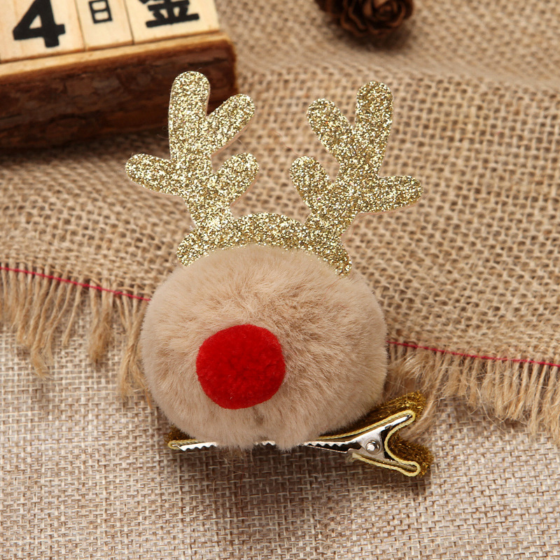 新款聖誕頭飾鹿角髮夾 韓國賣萌毛球頂夾 聖誕節兒童小鹿裝飾髮飾