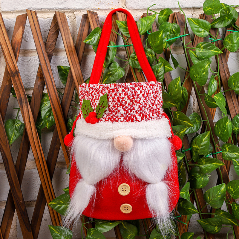 港之戀無臉聖誕老人禮物袋手提蘋果袋派對糖果袋道具聖誕樹裝飾品