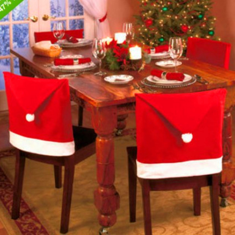 速賣通聖誕椅套 聖誕節裝飾用品餐桌裝飾酒店餐廳椅背裝飾聖誕帽