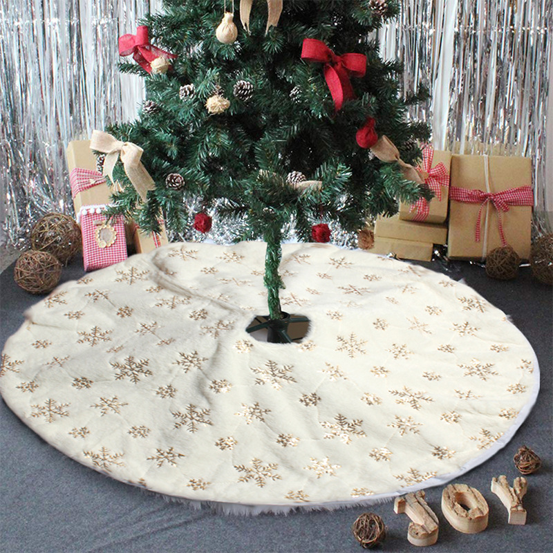 港之戀跨境新品雪花亮片樹裙 白色毛絨聖誕裙子 聖誕裝飾小樹圍裙