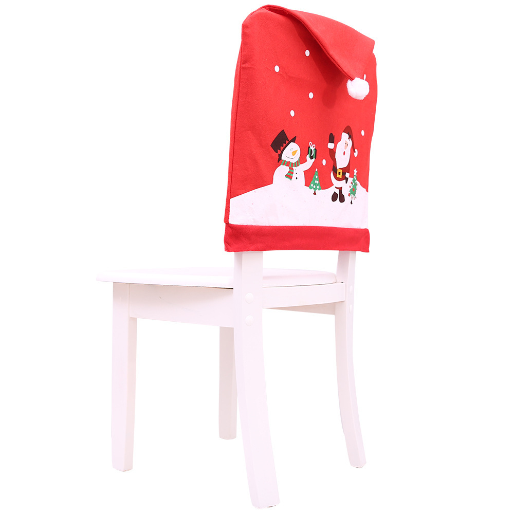 跨境新款印花無紡布聖誕椅子套凳子靠背套節日椅套聖誕大帽子批發