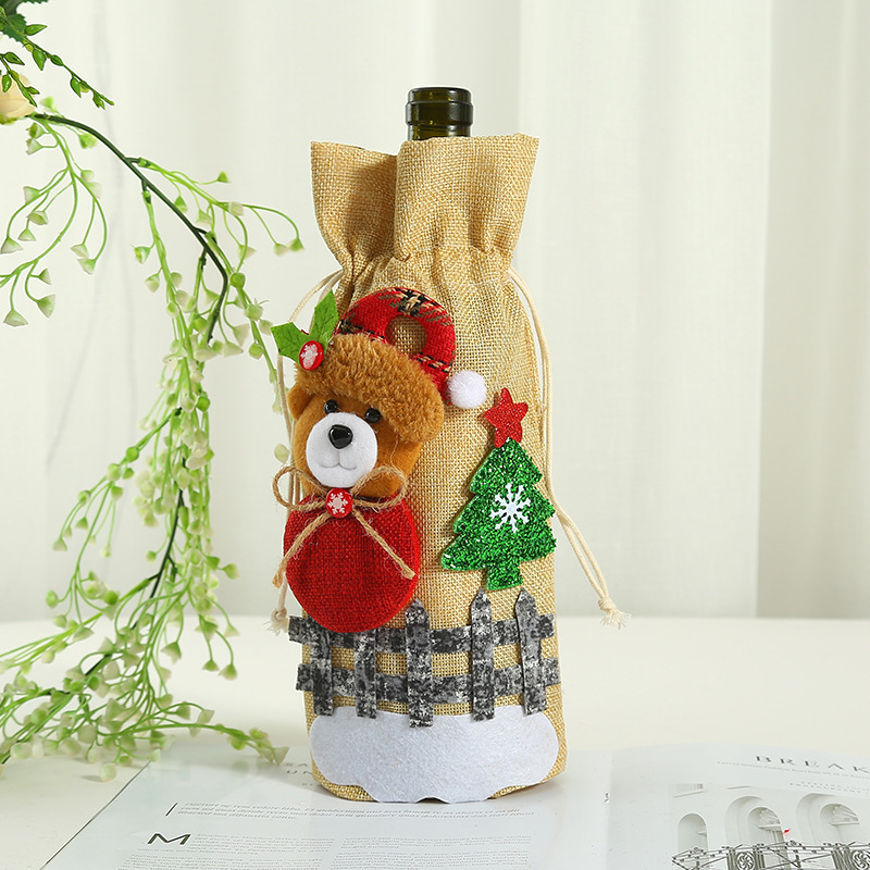 新款聖誕派對用品 聖誕節裝飾品 老人紅酒袋 聖誕貼花裝飾酒瓶套