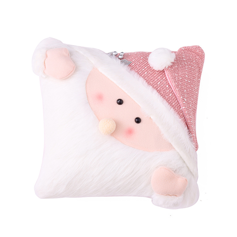 港之戀創意聖誕抱枕可愛老人沙發靠枕墊枕立體聖誕雪人枕頭套裝飾