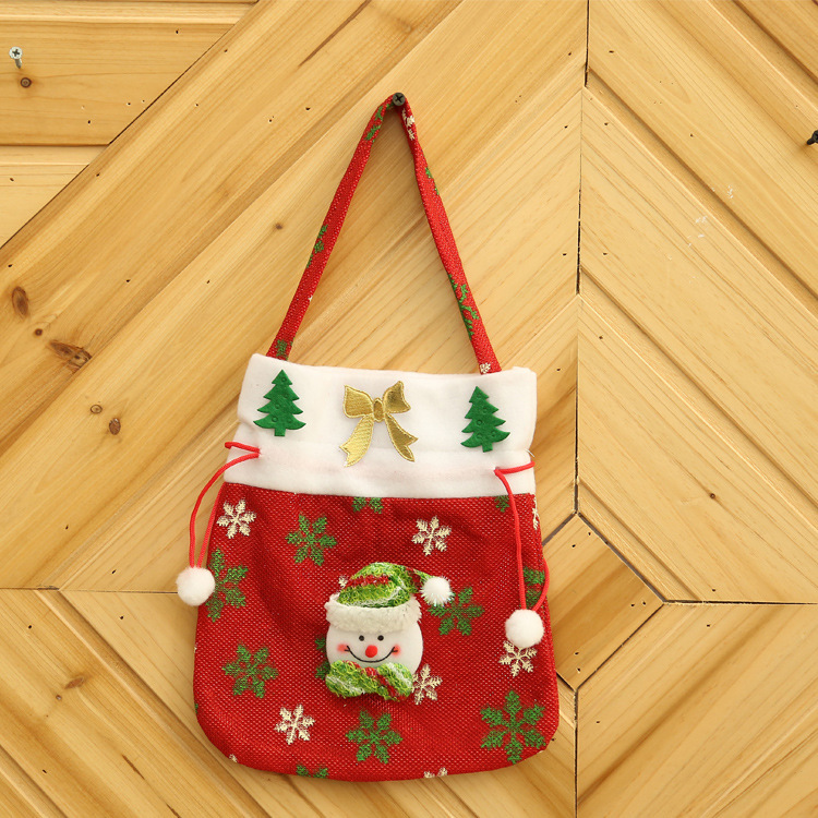 聖誕節禮物袋創意喜貼花手提袋糖果袋 聖誕布藝紅色手提袋禮品袋