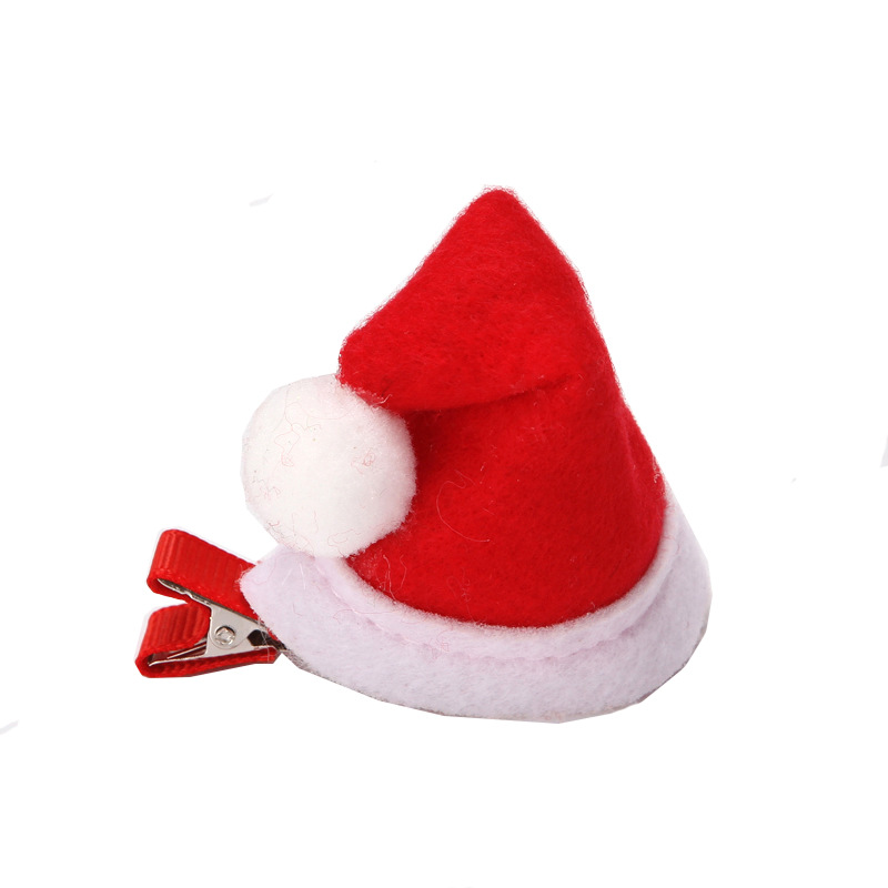 聖誕兒童地攤小帽子髮夾掃碼禮品紅色生日喜慶髮飾節日頭飾鴨嘴夾