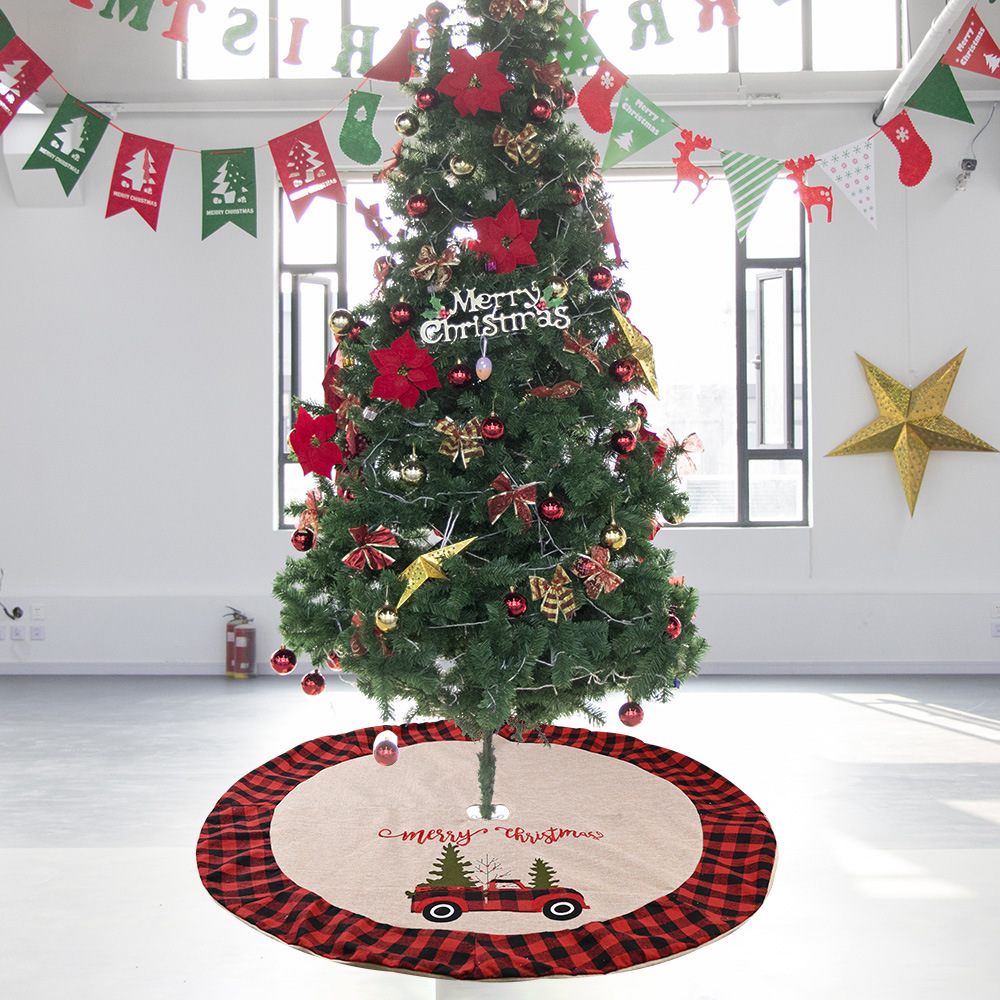 新款聖誕裝飾用品 麻布樹裙 汽車聖誕樹樹裙120CM 聖誕樹裝飾樹裙
