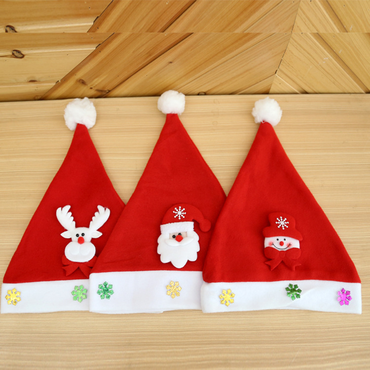 港之戀聖誕節裝飾品拉絨布飾品帽卡通帽兒童紅色普通聖誕帽