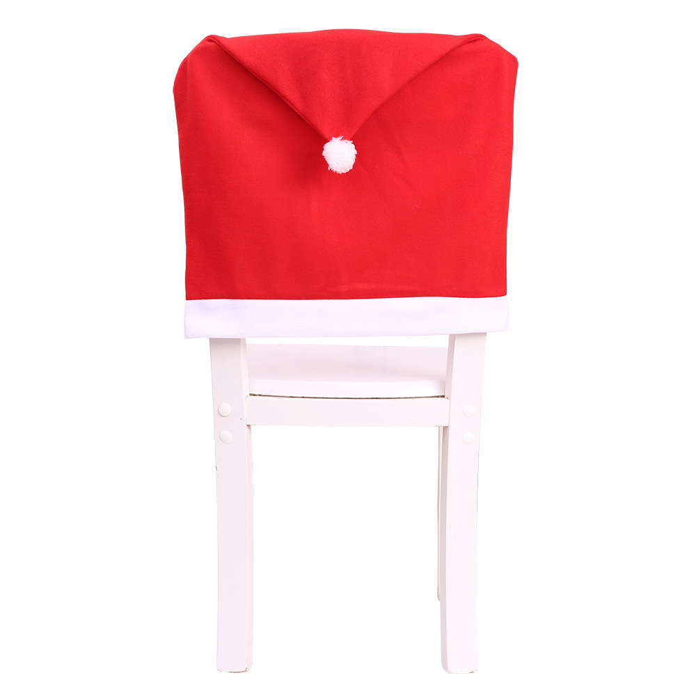 聖誕椅帽餐廳酒店佈置椅套純色婚慶會議紅色絨布椅套聖誕椅子套