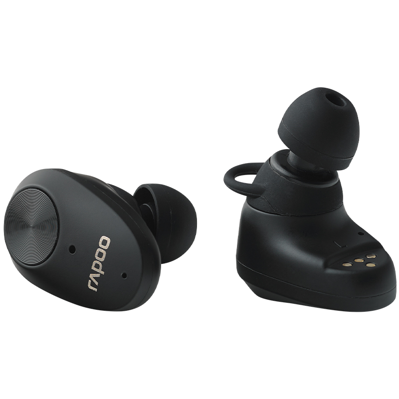 雷柏Ti100 真無線藍牙耳機5.1單雙耳遊戲入耳式ANC降噪Qi無線充電