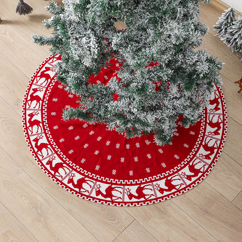 港之戀外貿新款聖誕節樹裙雪花麋鹿針織聖誕樹圍裙聖誕樹裙裝飾品