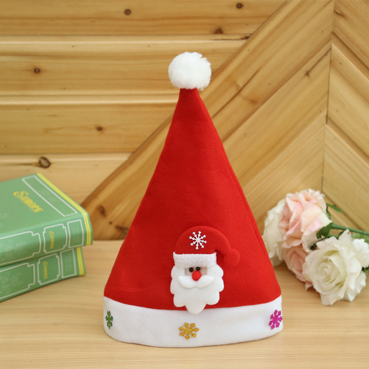 港之戀聖誕節裝飾品拉絨布飾品帽卡通帽兒童紅色普通聖誕帽