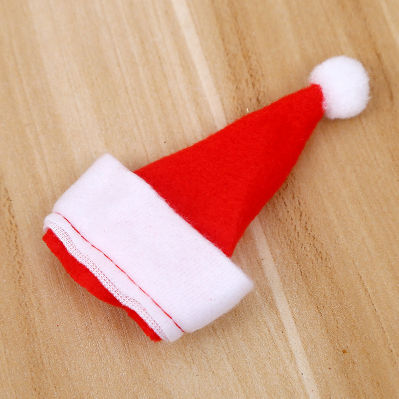 跨境淘貨源聖誕聖誕節餐桌裝飾聖誕小帽子刀套迷你聖誕酒瓶帽