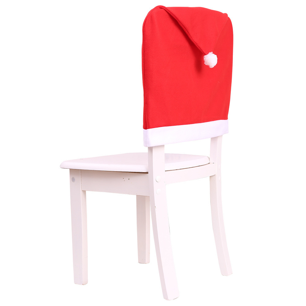 聖誕椅帽餐廳酒店佈置椅套純色婚慶會議紅色絨布椅套聖誕椅子套