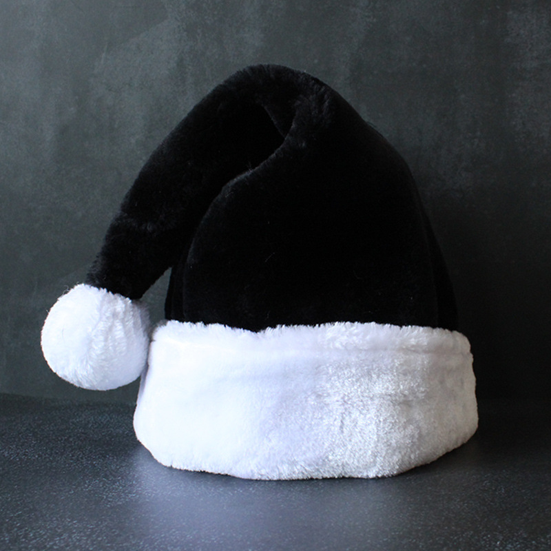 港之戀新款聖誕節裝飾用品兒童成人帽紅色黑色加厚毛絨帽子聖誕帽