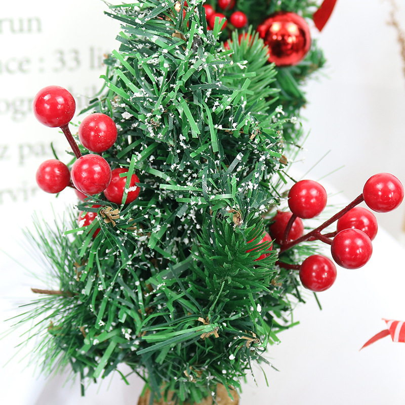 迷你小聖誕樹25cm桌面禮品 復古森系酒店商場聖誕節裝飾氣氛擺件
