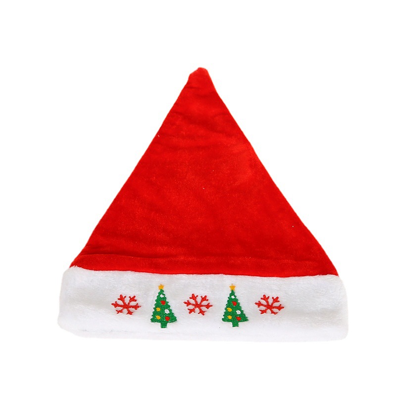 新款金絲絨加厚刺繡聖誕帽子成人聖誕老人帽麋鹿節日裝扮禮物批發