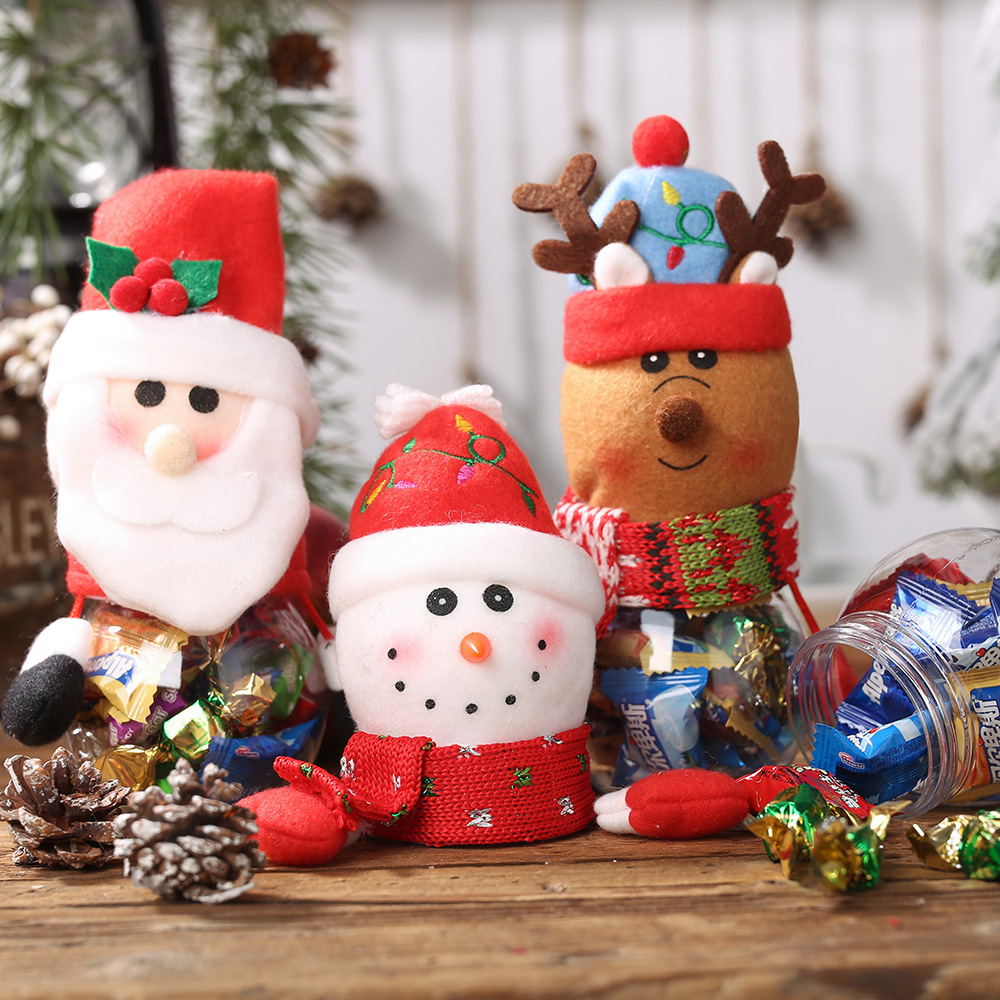 新款聖誕創意禮品創意掛手兒童禮物盒聖誕透明塑料公仔糖果罐