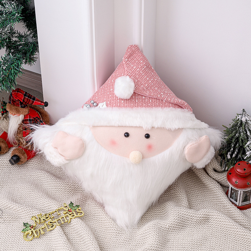 港之戀創意聖誕抱枕可愛老人沙發靠枕墊枕立體聖誕雪人枕頭套裝飾