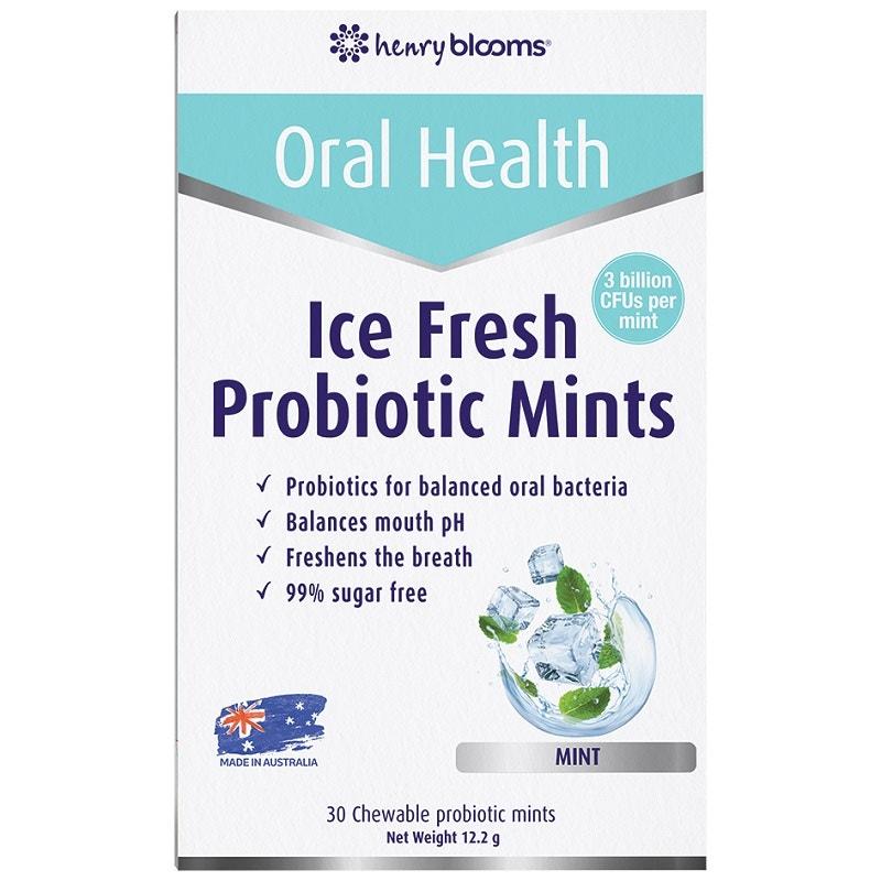 Henry Blooms Ice Fresh Chewable Probiotic Mints - Mint X 30