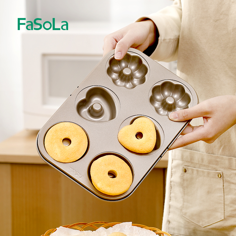 FaSoLa烘焙烤盤甜甜圈12連不粘迷你小蛋糕 模具家用