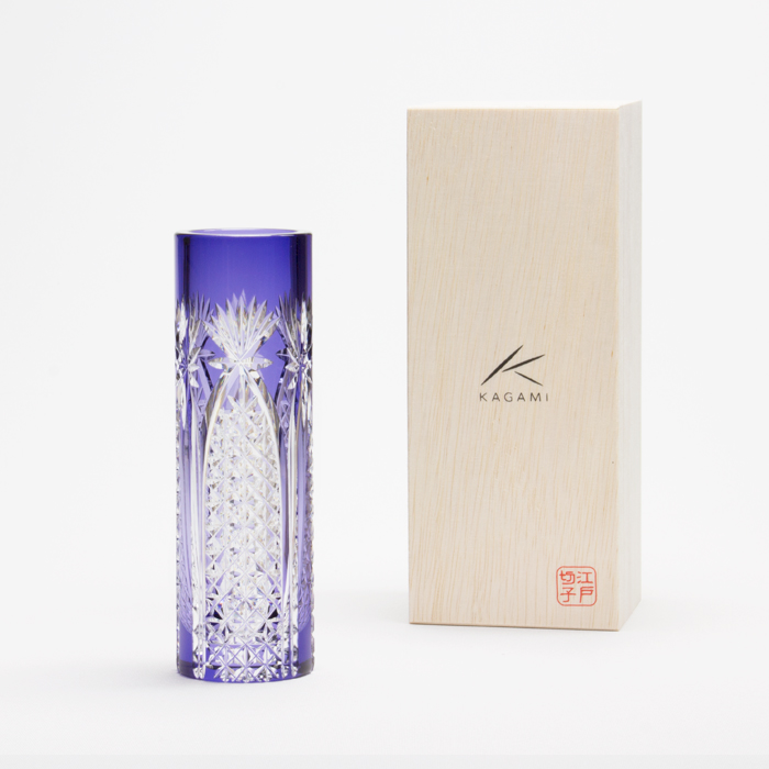 江戶切子水晶KAGAMI 單輪插入紫色花瓶