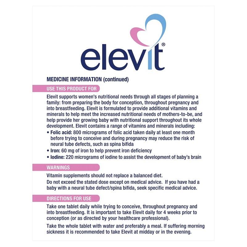 Elevit 愛樂維 備孕/孕婦孕期複合維生素葉酸片 100片