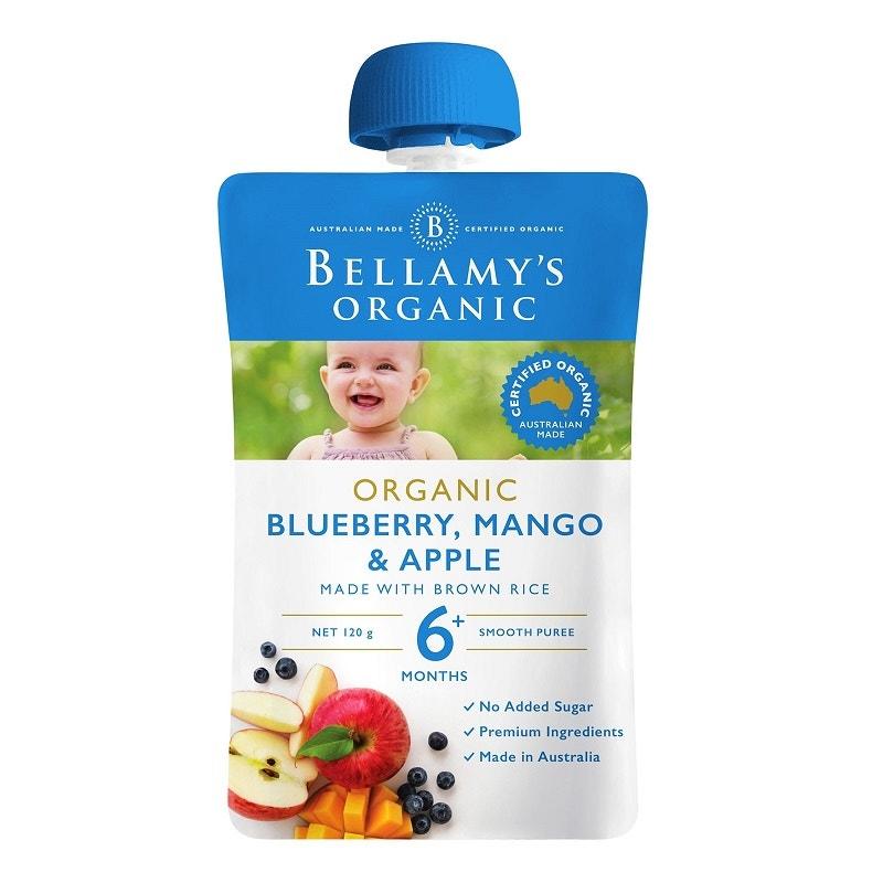 Bellamy's 貝拉米 嬰幼兒輔食有機芒果藍莓蘋果泥水果泥 4個月以上 90g